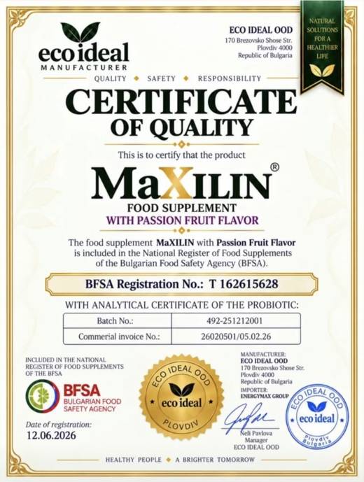 Eco Ideal quality certificate for Maxilin Passion Fruit Flavor document