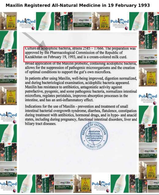 Maxilin registered as natural medicine document